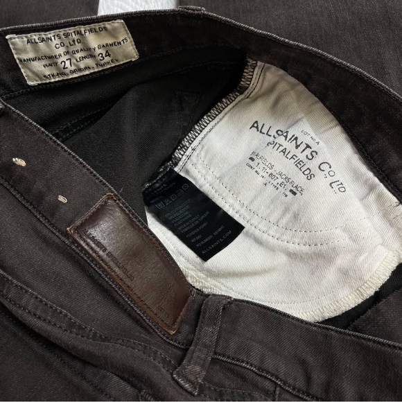 All Saints Women's Jean Pocket Stitching Skinny Washed Black/Brown Sz 27/34 - Picture 7 of 14
